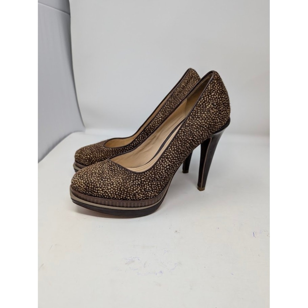 Cole Haan Women's Chelsea Double‎ Platform Pump brown animal print sz 7